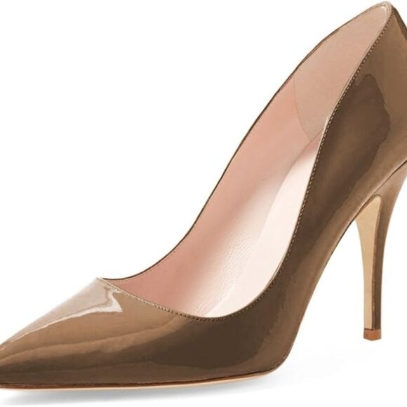 YDN Women's Chic Pointed Closed Toe Mid Heel Pumps - Picture 2 of 9